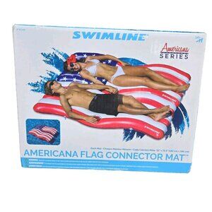 Swimline Set of 2 American Flag 72.5"  Connector Floats Mats Patriotic Ergo Wave